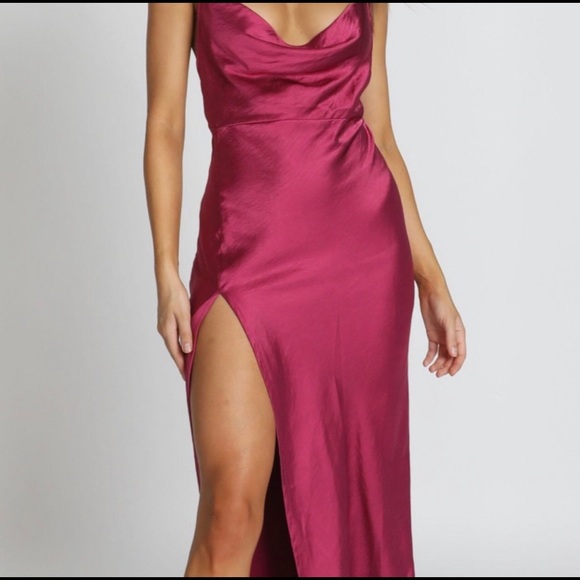 Princess Polly WALK THE LINE MAXI DRESS MAGENTA - Picture 2 of 9